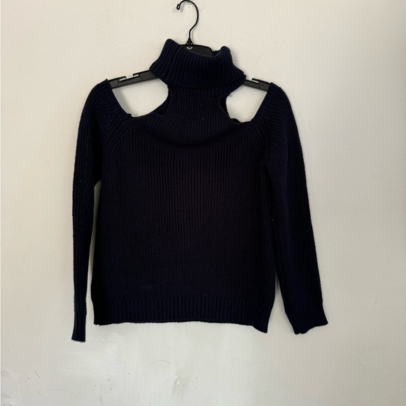 Revolve Superdown Womens Cold Shoulder Navy Blue Turtleneck Sweater, Size XS - Picture 6 of 6